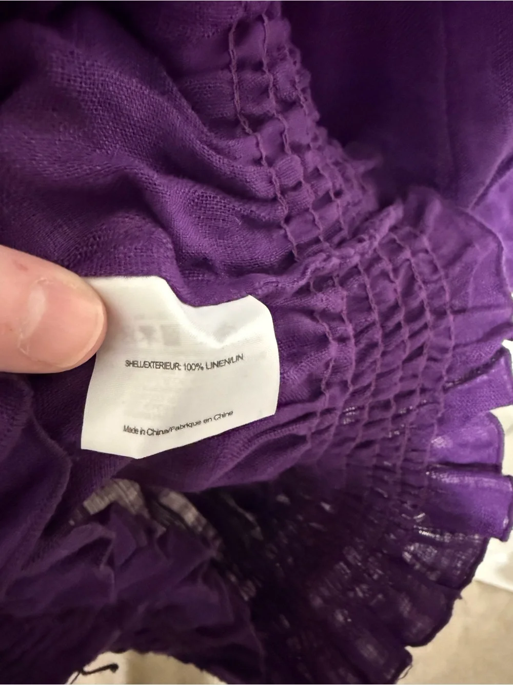 Tory Burch Deep Purple Smocked Peasant Blouse